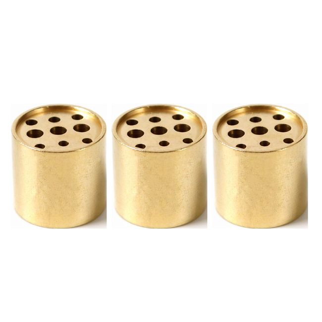 ZiSyouMa 3-Piece Incense Holder, Brass Incense Stand, Mini, 9 Holes, 3 Sizes, Cute, Japanese Style, Convenient to Carry, Meditation, Study Room, Teahouse, Yoga Museum (Cylindrical)