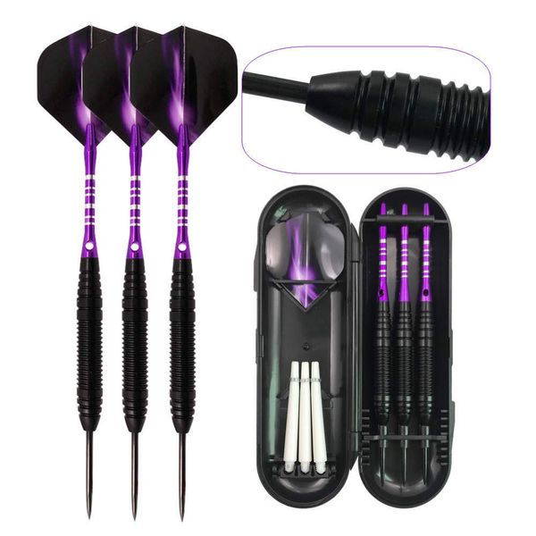 twh TownWarehouse 3 Pack Steel Darts Set 22 Grams with Aluminium Shafts and Flights including Case, Professional Metal Dart Tip set for Tournaments (22g)