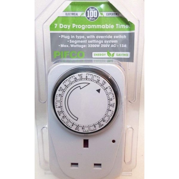 PIFCO 7 Day Programmable Timer Socket Override Switch Energy Saving TMR1008