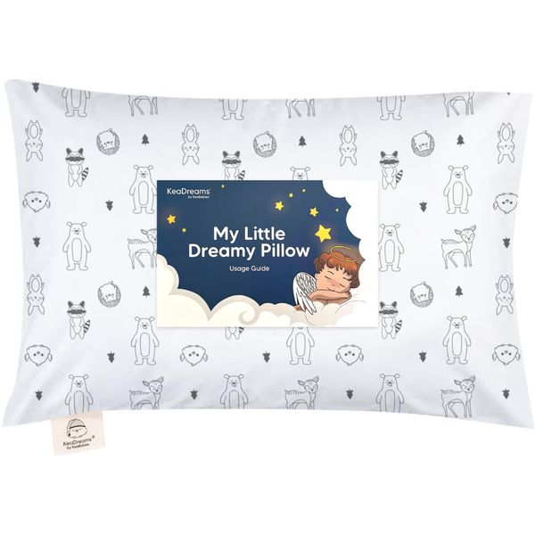 Toddler Pillow with Pillowcase - 13x18 My Little Dreamy Pillow, Organic Cotton Toddler Pillows for Sleeping, Kids Pillow,Travel Pillows,Mini Pillow,Nursery Pillow,Toddler Bed Pillow (KeaFriends)