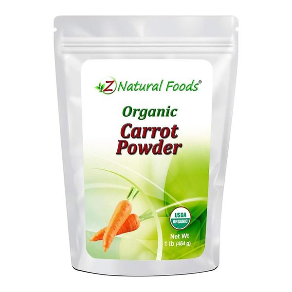 Z Natural Foods Organic Carrot Powder, Natural Superfood Powder for Vision and Heart Health, Great in Juices, Smoothies, and Recipes, Non-GMO, Vegan, Gluten-Free, Kosher, 1 lb.