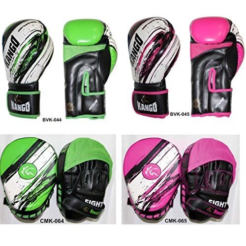 Kango Gold 4oz & 6oz Kids Gel Boxing Kickboxing Training Gloves Junior Punch Bag Children MMA Muay Thai Mitts (Green/White/Black, 4oz)