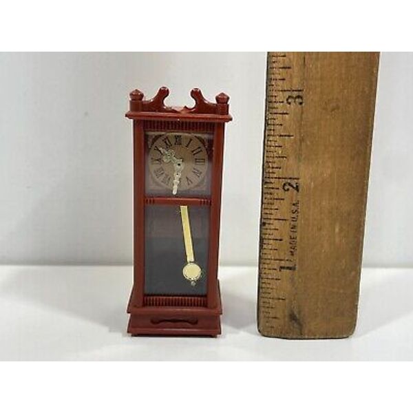 Vintage Wind Up Toy Grandfather Clock Miniature Dollhouse Made in Japan 80s 90s