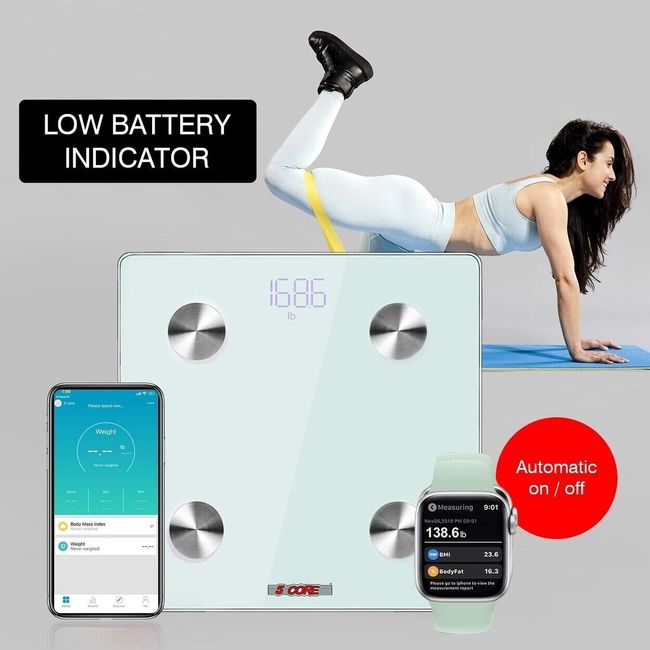 Smart Digital Bathroom Weighing Scale with Body Fat and Water