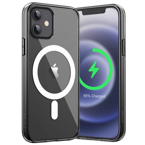 JETech Magnetic Case for iPhone 12/12 Pro 6.1-Inch Compatible with MagSafe Wireless Charging, Shockproof Phone Bumper Cover, Anti-Scratch Clear Back (Black)