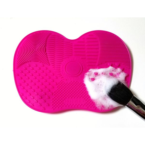 Lumiele Silicone Mat for Brush Washing, Makeup Brush, Cleaning Mat, Washable, Cosmetic Brush, Brush Cleaning Brush (Pink)