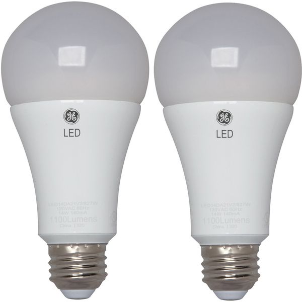 GE 65943 LED A19 Light Bulb with Medium Base, 14-Watt, Soft White, 2-Pack, 2 Count