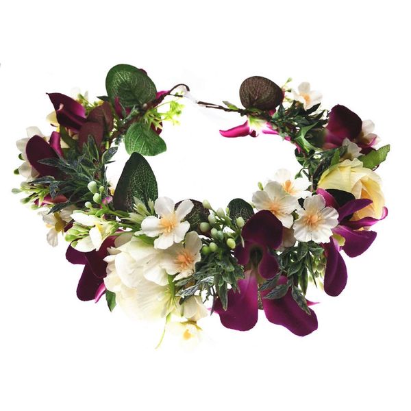 DreamLily Maternity Woodland Photo Shoot Peony Flower Crown Hair Wreath Wedding Headband BC44 (Style 14 Peony Purple)