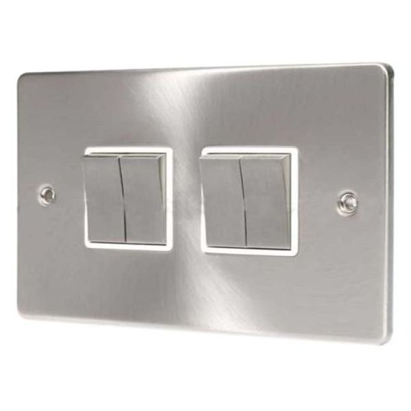 SATIN CHROME 4 GANG 2 WAY 6 AMP LIGHT SWITCH C308BCW