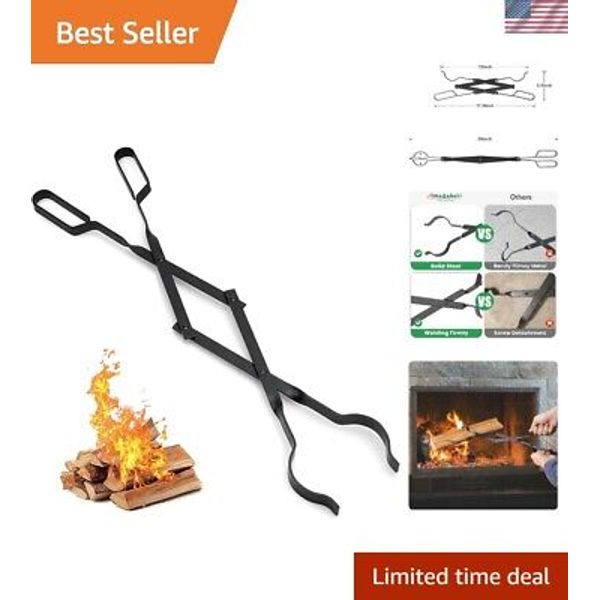 26" Heavy-Duty Fireplace Tongs - Rust Resistant Log Grabber for Indoor/Outdoor