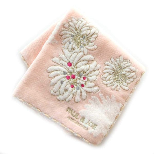 Paul & Joe 107105-9207-01 Women's Towel Handkerchief (Pink), Flower Motif [100% Cotton] Women's Hand Towel, Paul & JOE ACCESSOIRES