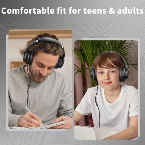 Botesty Sound Headphones Wired with Microphone, Over Ear Foldable 3.5mm Plug in Headphones with 4.9ft Tangle-Free Nylon Cord for Smartphone,Tablet,Computer,MP3/4 (Black)