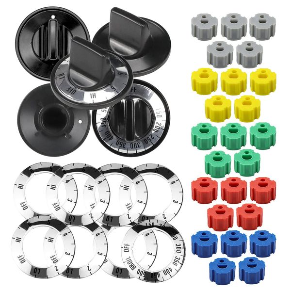 AMI PARTS Electric Range Burner Knob Kit KN002 RKE Universal Electric Range Oven Knob Handle Kit Compatible with Whirlpool Gas Stove Replace TJKN002&RK103.