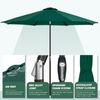 Tempera 9ft Patio Market Outdoor Table Umbrella with Auto Tilt and Crank,Large Sun Umbrella with Sturdy Pole&Fade resistant canopy,Easy to set, Forest Green