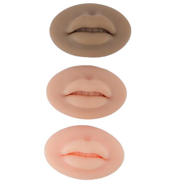 3pcs Tattoo Übungslippen, Silikon Microblading Übungshaut 3D Gefälschte Haut Tattoo Haut Kosmetik Make-up Lippen Training