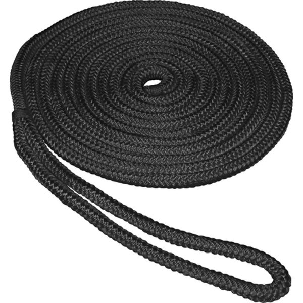 SeaSense Double Braid Nylon Dockline, 1/2-Inch X 25-Foot, Black (50013098)