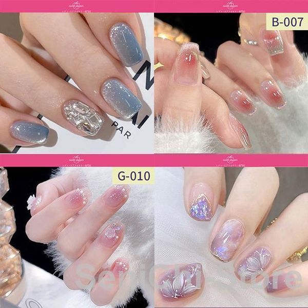 Nail tips, made in Japan, gel nail style, gradation, French nail, 24 nails, double-sided tape included, reusable, easy to apply in 1 second!!