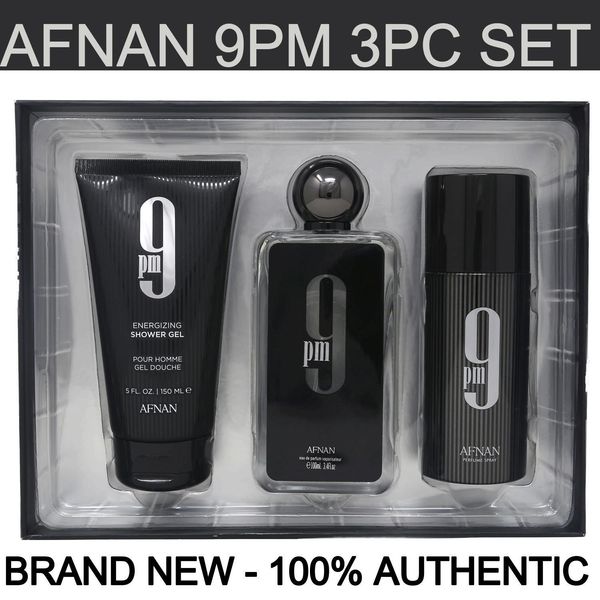 Afnan 9PM Men's 3.4oz Gift Set: Shower Gel & Deodorant Spray - BRAND NEW