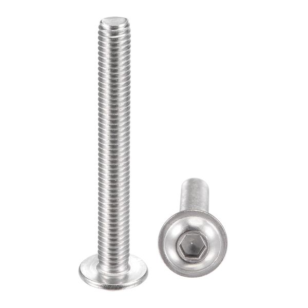 uxcell Flanged Button Head Screw, Socket Cap Screw, Fastener Bolt, Full Thread, Machine Screw, Hex Socket Screw M0.2 x 2.0 inches (6 x 50 mm), 304 Stainless Steel, 10 Pieces