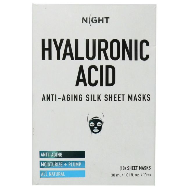 Night Skincare Hyaluronic Acid Anti-Aging Silk Sheet Masks 10 Count EXP 10/2025