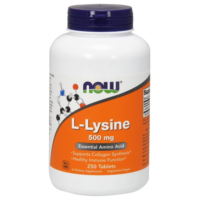 NOW Foods L-Lysine, 500 mg, 250 Tablets - Collagen Synthesis & Immune Function