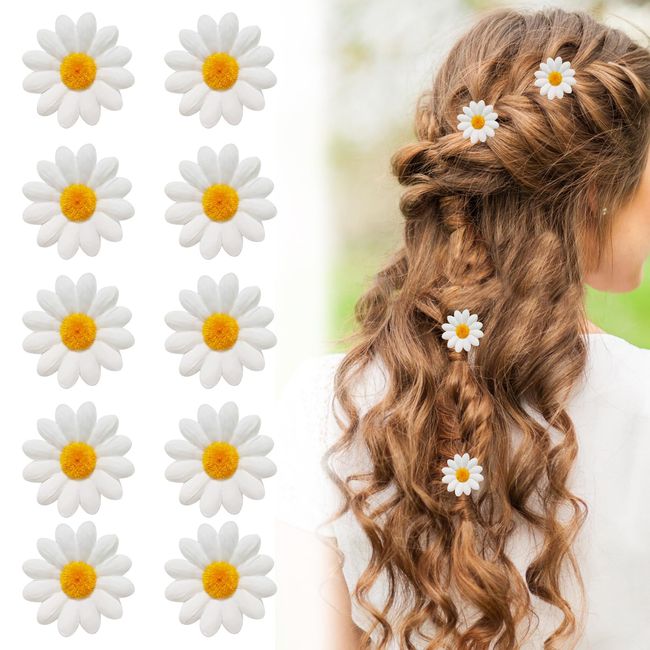 Gänseblümchen haarspangen, haarklammer blume haarspange Gänseblümchen flower hair clip gänseblümchen haarschmuck Zöpfe Braut haarnadeln blumen für Frauen Mädchen (10 Stück)