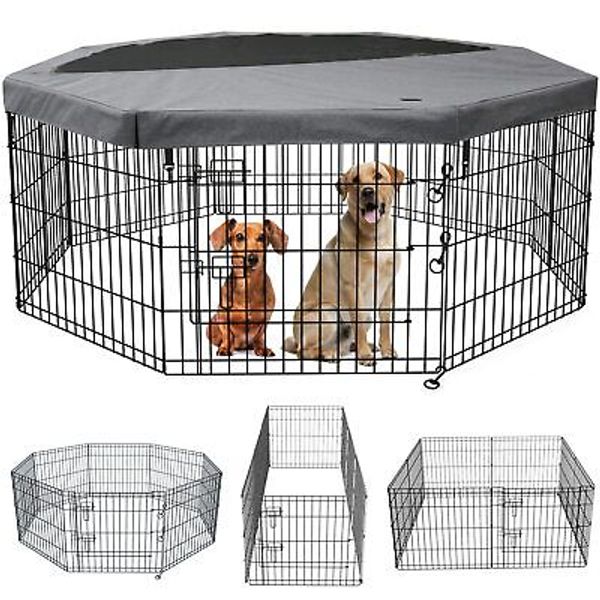 Foldable Metal Dog Exercise Pen/Pet Puppy Playpen Kennels Yard Fence Indoor/O...