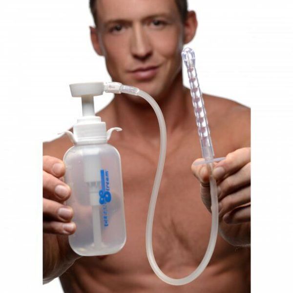 Pump Action Enema Bottle with Nozzle Douche CleanStream Silicone Polyethylene NR