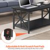 Coffee Table for Living Room Rectangular Center Table with 2 Storage Shelf Black