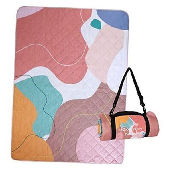 Waterproof Picnic Blankets 3-Layer 60x80 Inches Large 60x80 IN Abstract Pink