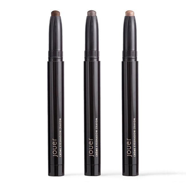 Jouer Crème Eyeshadow Trio - Shimmer Cream Eyeshadow Eyeliner Crayon, Dermatologist Tested, Waterproof and Crease Resistant Glitter Eyeshadow