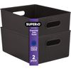 Superio 15L Medium Ribbed Storage Bin- Plastic Storage Bin  (2 Pack, Brown)