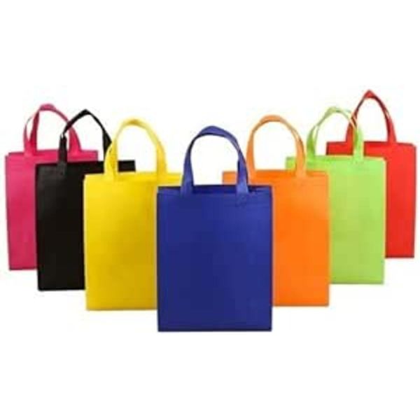 30 X Fabric Party Bags Treat Tote Bags with Handles with 6 Colours Treat Bags for Kids Party, Baby Shower, Birthday, Halloween, Xmas, Wedding Celebration, 10 X 10 Inch