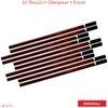 NATARAJ Ultimate Quality - 10 Hexagonal Wooden Pencils Eraser Sharpener - Bold Writing