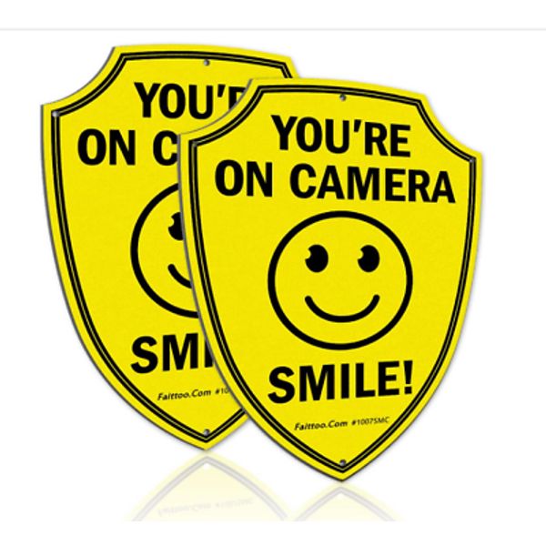 Smile You're On Camera Sign, Video Surveillance Signs Outdoor, 2-Pack, 9.6 x ...