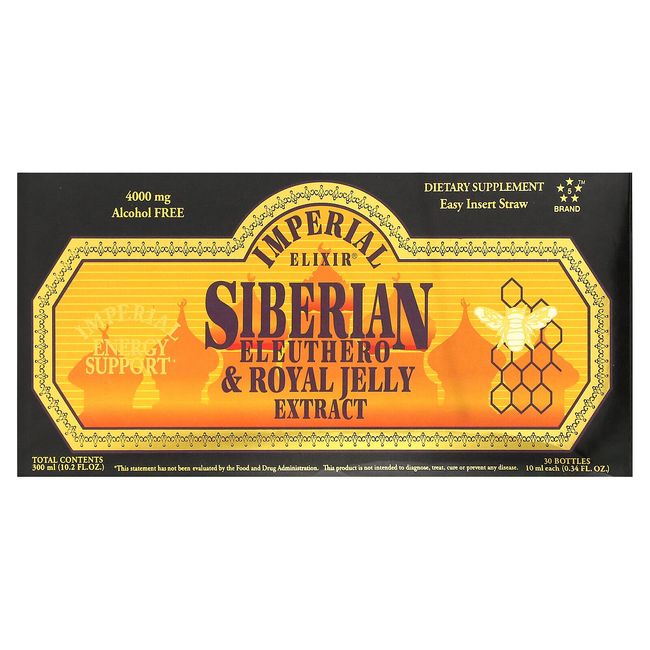 Siberian Eleuthero & Royal Jelly Extract, Alcohol Free, 4000 mg, 30 Bottles,