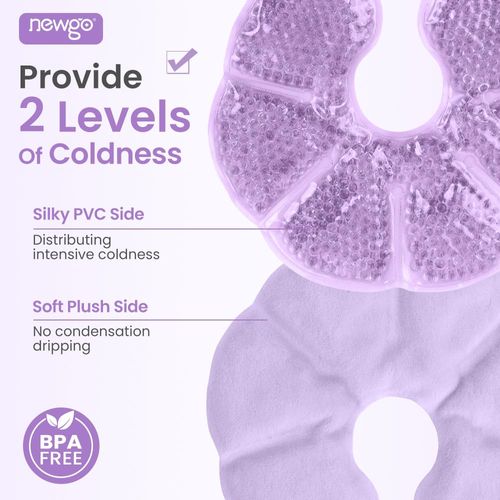 NEWGO® Breast Cooling Gel Pads, 3-in-1 Breastfeeding Gel Pads, Breast Feeding Essentials Gel Cooling Pads for Nursing Pain Relief, Sore Nipples Mastitis Relief- Postpartum Essentials -2Pack