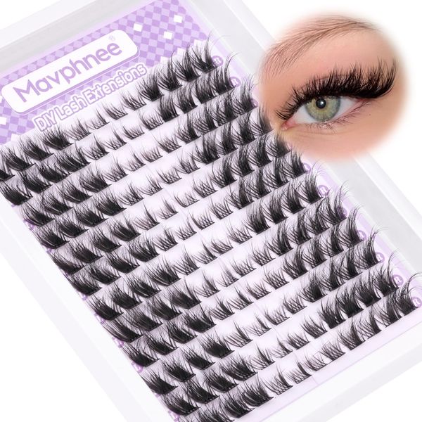 Mavphnee Lash Clusters Fluffy Cluster Eyelash Extensions 144 Pcs Fox Eye Lashes Left & Right Individual Lashes Wispy DIY Lash Extension Natural Cluster Lashes Pack