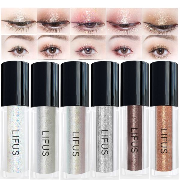 Liquid Glitter Eyeshadow, Korean Eye Glitter Makeup, Long Lasting & Highly Pigmented & Quick-Drying, Shimmer Sparkle Bling Metallic Liquid Glitter Eyeliner Glue Eye shadow Make Up, Sombras de Ojos