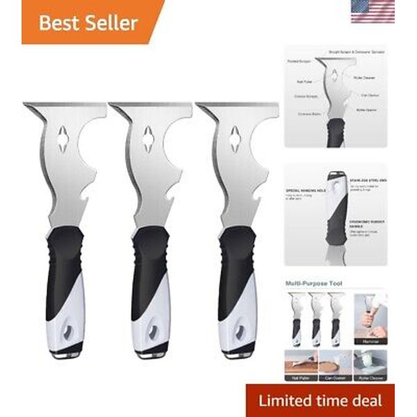 Ergonomic 3-Pack Paint Scraper & Putty Knife Tools for Home Improvement