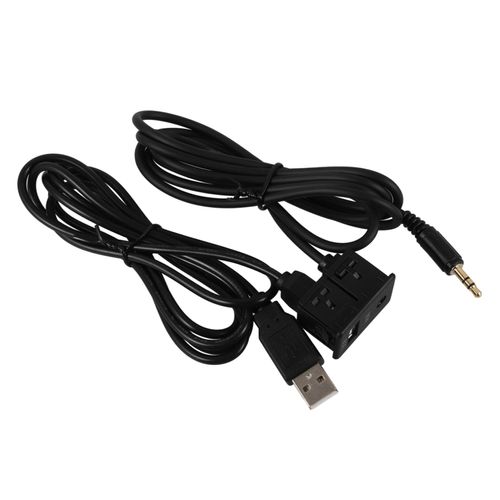 PACKOVE Car Flush Mount USB Extension Cable Audio Jack Extra USB Ports for Car
