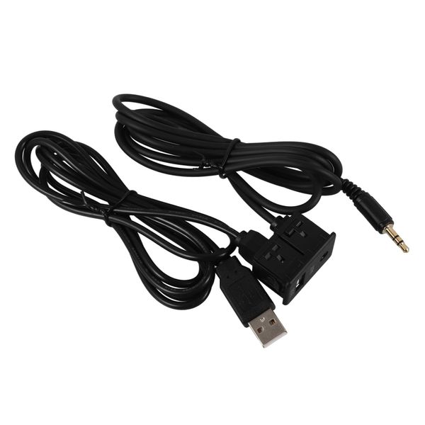 PACKOVE Car Flush Mount USB Extension Cable Audio Jack Extra USB Ports for Car