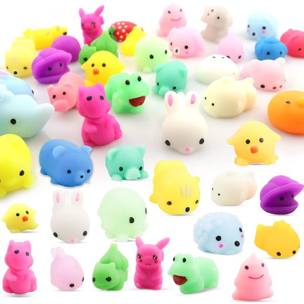 TCOTBE 50 Pcs Mini Stress Relief Toys,Mini Squishies Kawaii Animal ,Stress Reliever Anxiety Toys for Kids Adults, for Halloween Christmas Easter Party Favors, Classroom Prizes, Birthday Gifts