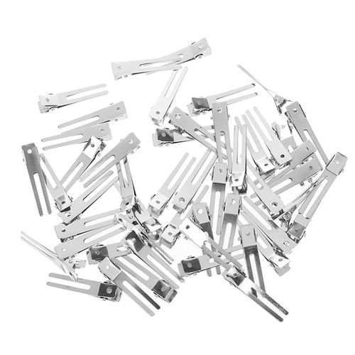 Pack of 50 Hairstyle Double Prong Pin Curl Adjustment Section Hair Clips Metal Alligator Clips Silver Hair Pins for Hair Extensions