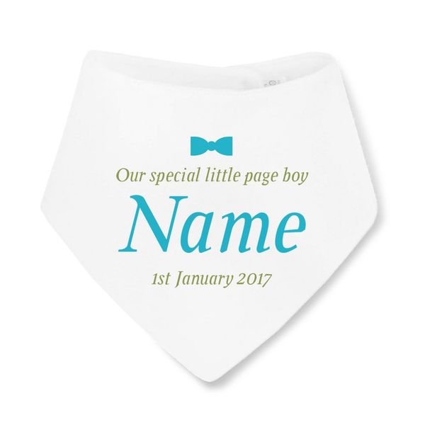 Simply Wallart Make It Love It Sell It - Personalised Page Boy - Baby Bandana Bib, Boy or Girl