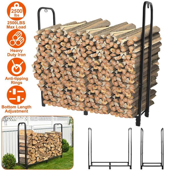 Heavy Duty Stand Outdoor Indoor Firewood Rack Holder for Fireplace Wood Storage