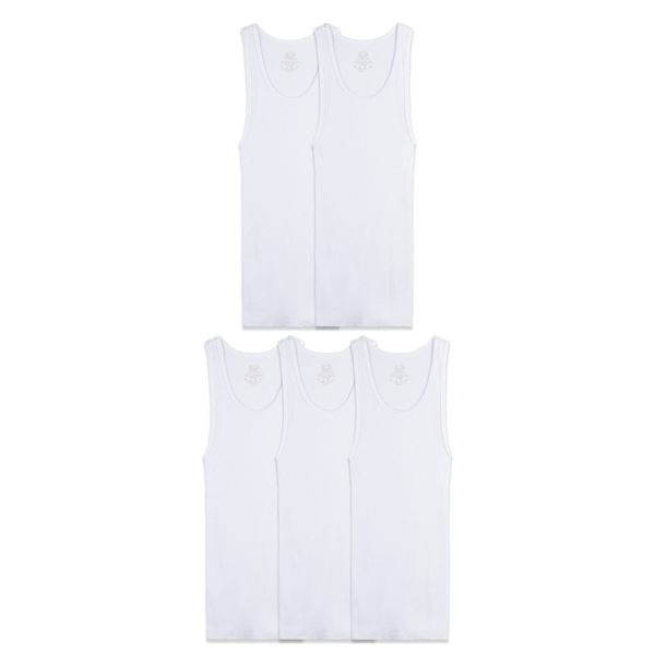 Fruit of the Loom Boys' Cotton Tank Top Undershirt (Multipack), Boys - 5 Pack - White, X-Large