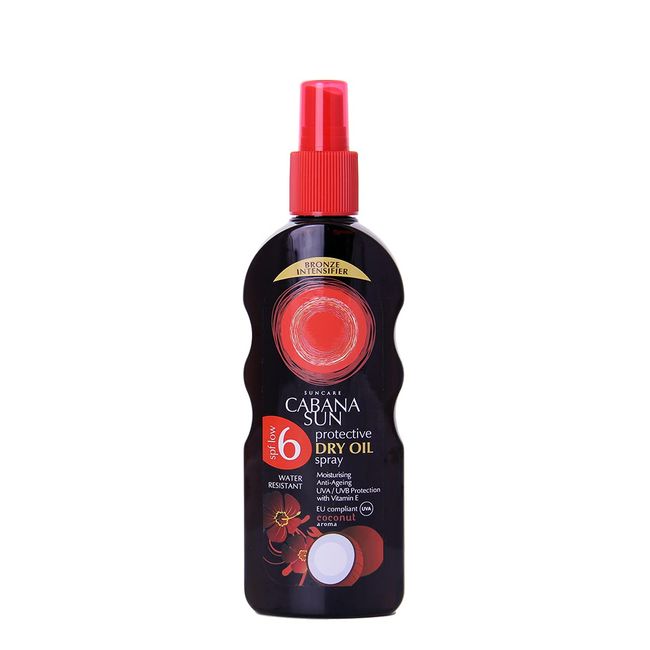 Cabana Sun Deep Tanning Dry Oil Spray Coconut Water Resistant 200ml SPF6