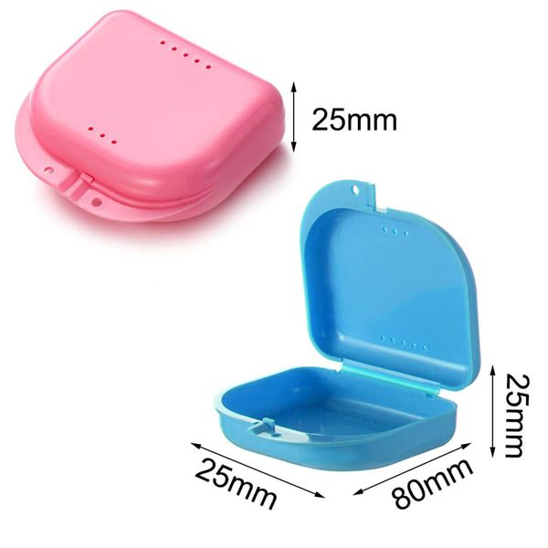 Retainer Case Portable Denture Box Teeth Mouth Tray for Slim Orthodontic Case for Mouth Guard, Braces,Dental Tray,Sports Dental Appliances,Bleaching Trays (Pink)