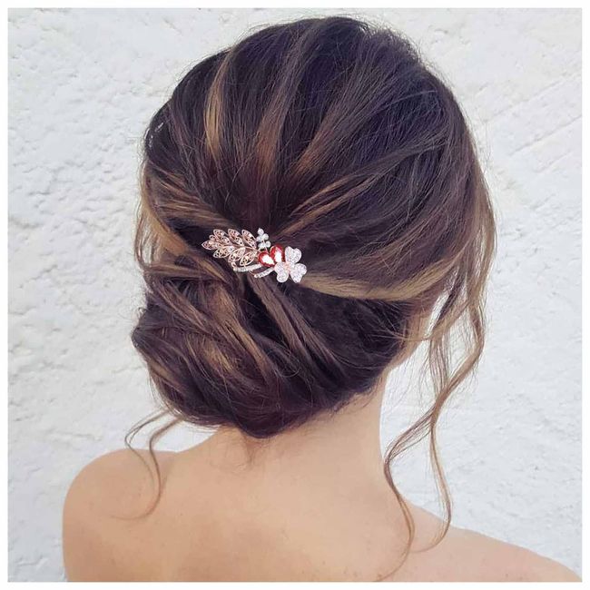 Yheakne Kristall Hochzeit Haarspange Barrette Gold Strass Haarspange Bling Braut Haarspangen Kopfschmuck Cz Kristall Haarspange Glanz Funkelnde Braut Haarzubehör Für Frauen Und Mädchen (rot)